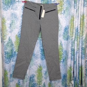 HEM and thread front zip black and white pants NWT great with heels or boots